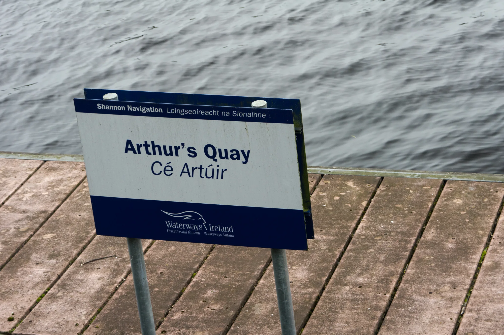 Arthur's Quay sign beside the River Shannon in Limerick