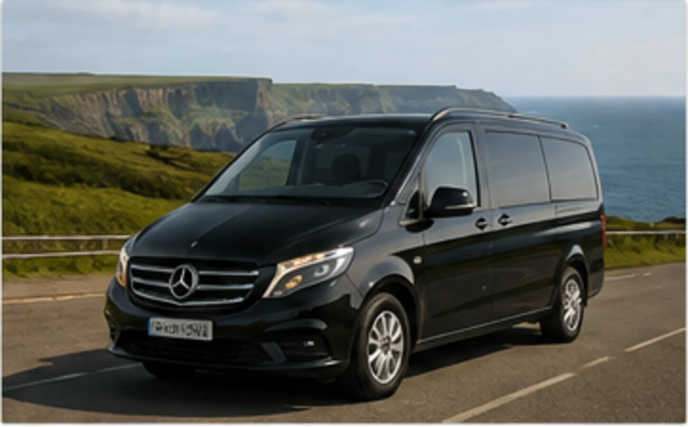 Illustrative private transfer vehicle on an Irish coastal road