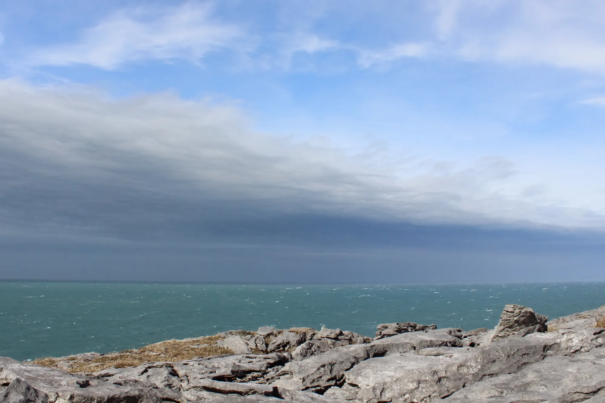 Limestone landscape in the Burren beside the Atlantic Ocean