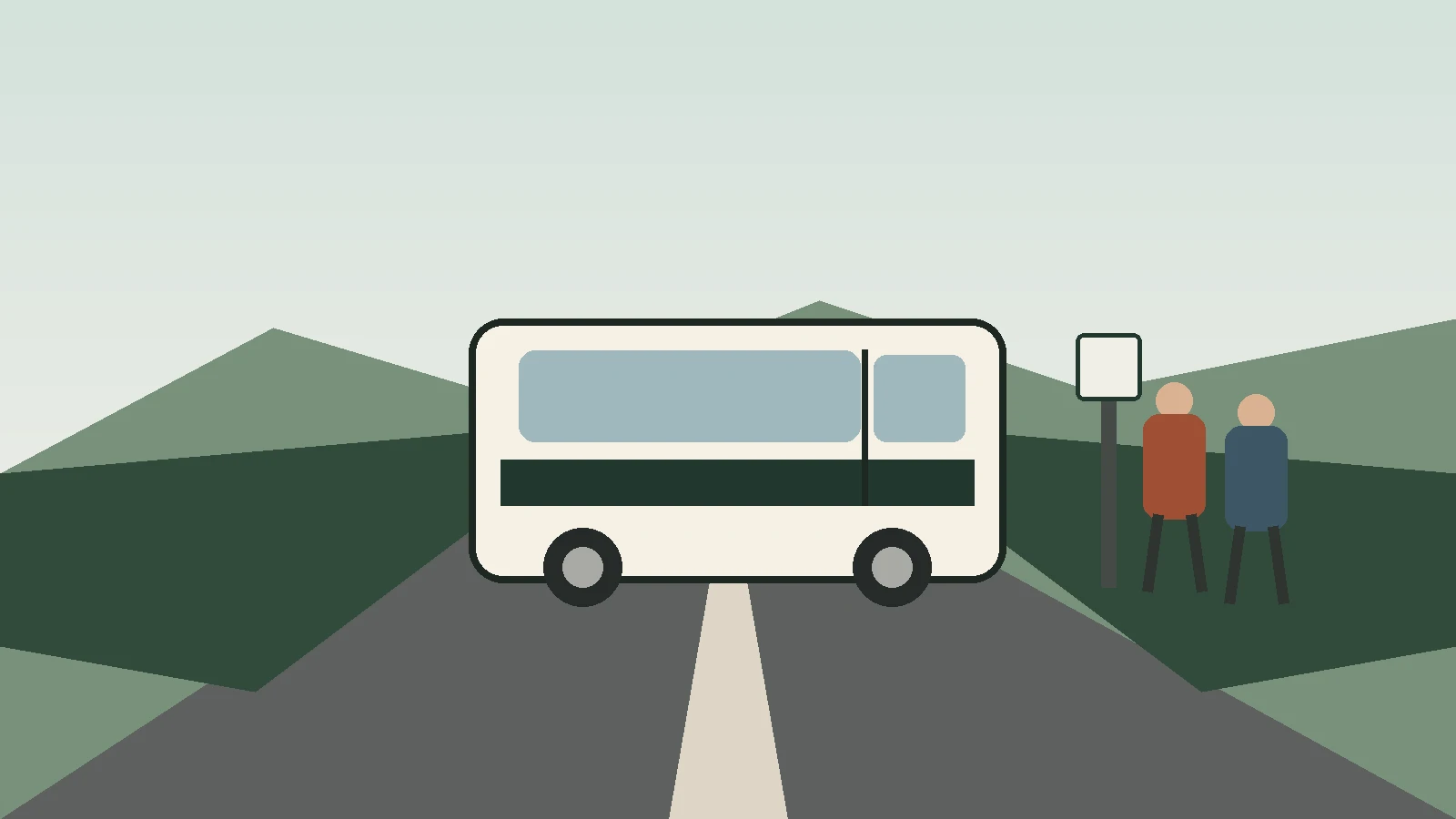 Illustrative intercity bus travelling through the Irish countryside